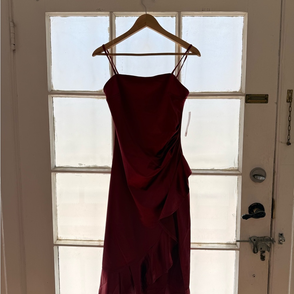 Inspired Hearts Burgundy Spaghetti-Strap Midi Dress